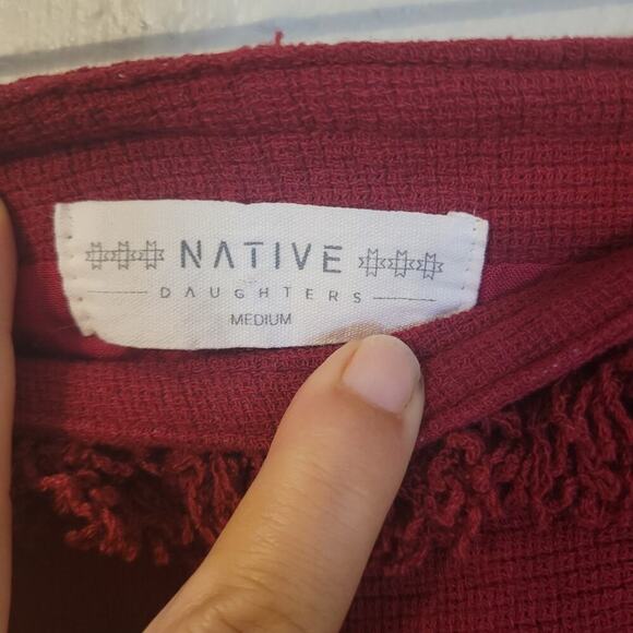 Native Daughters Mini Skirt Womens M Red Tassels Boho Western - Picture 3 of 8